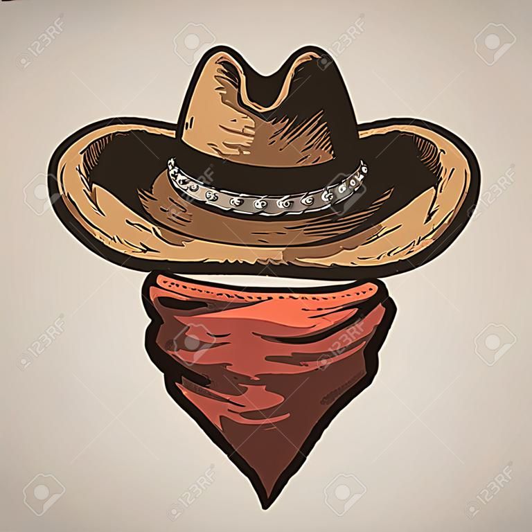Sombrero de vaquero y un pañuelo bandana.