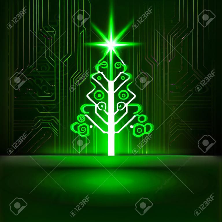 Vector abstract technology Christmas tree 