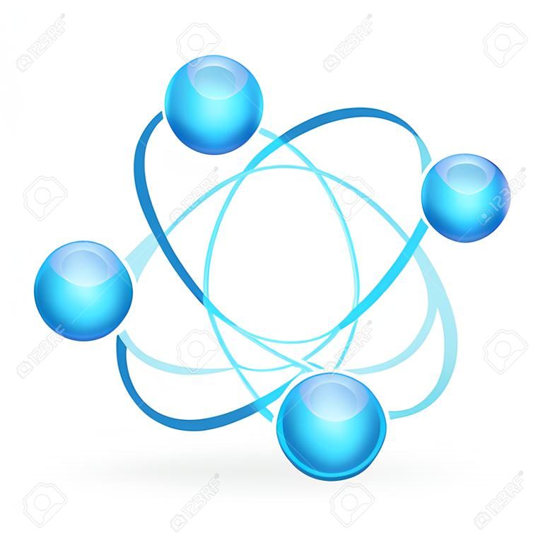 Ilustración del icono del átomo sobre fondo aislado