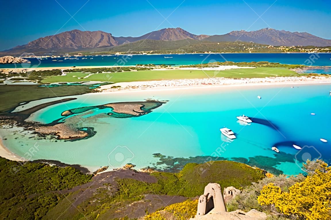 Porto Giunco beach, Villasimius, Sardinia, Italy. Sardinia is the second largest island in the Mediterranean Sea