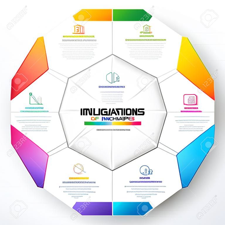 Decagon for infographics,Diagram with 10 options,Vector template for presentation.
