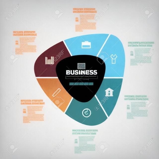 Business infographics 6 stappen,Abstract design element,Vector illustratie.