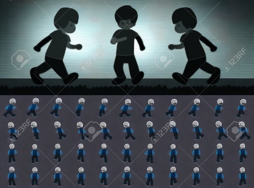 Man Frames Running Walk Sequence para Animação de Jogos
