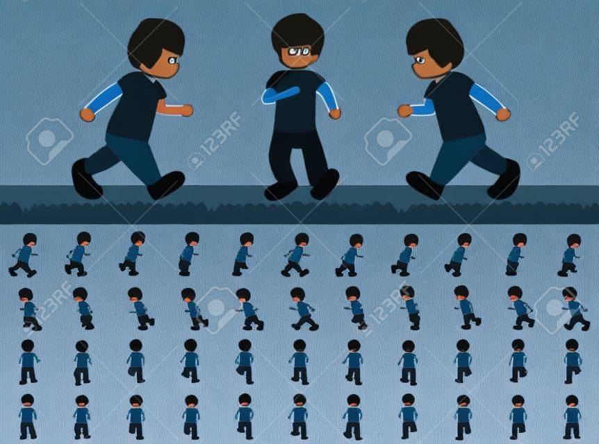 Man Frames Running Walk Sequence for Game Animation