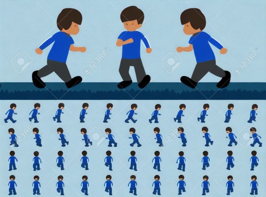 Man Frames Running Walk Sequence para Animação de Jogos