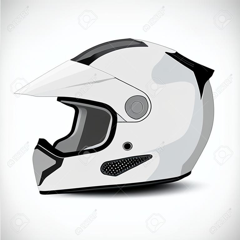 Vettore di casco da moto semplice su sfondo bianco, design mockup.