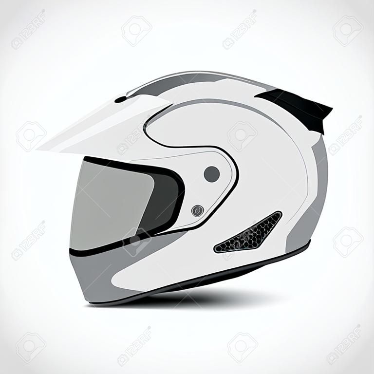 Vettore di casco da moto semplice su sfondo bianco, design mockup.