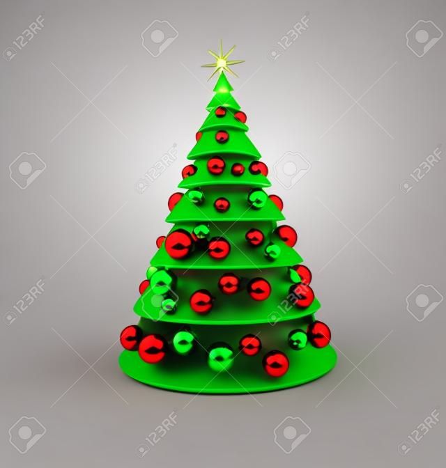 Рождественская елка, рождественские украшения. 3D визуализации иллюстрации