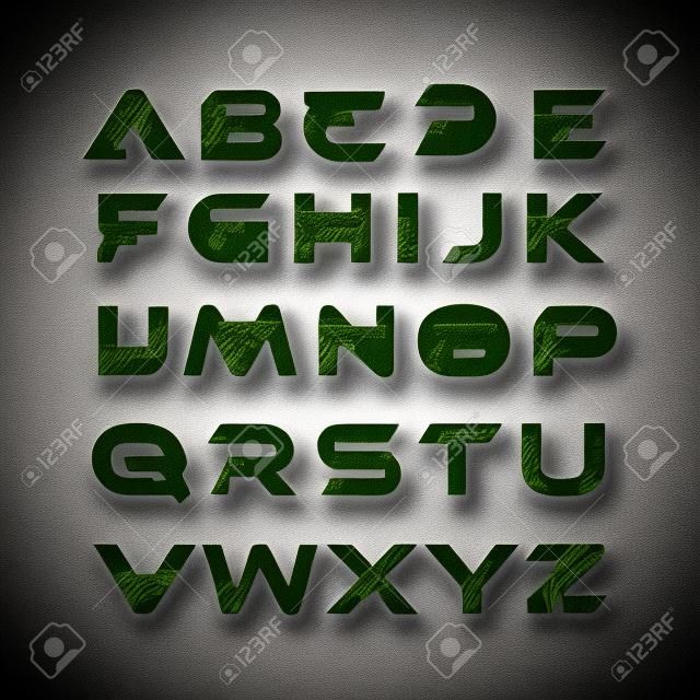 Carattere tipografico della lettera iniziale tattica della pistola