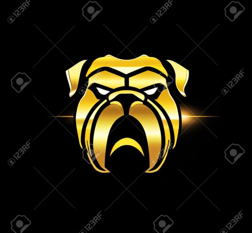 Una ilustración vectorial de Golden Bulldog Logo Sign en fondo negro
