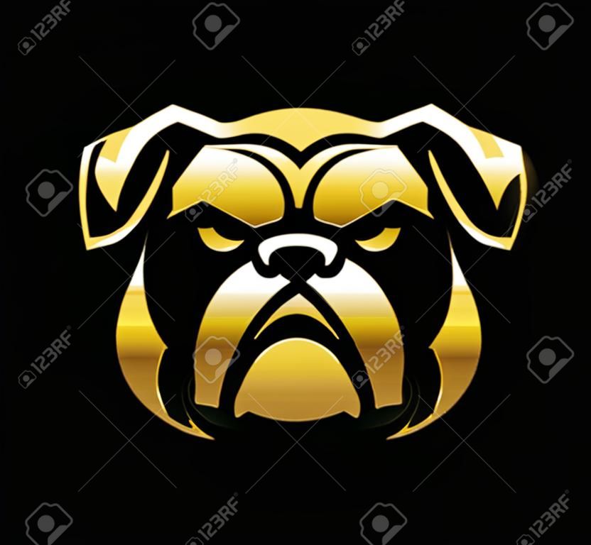 A Vector Illustration of Golden Bulldog Logo Sign in black background