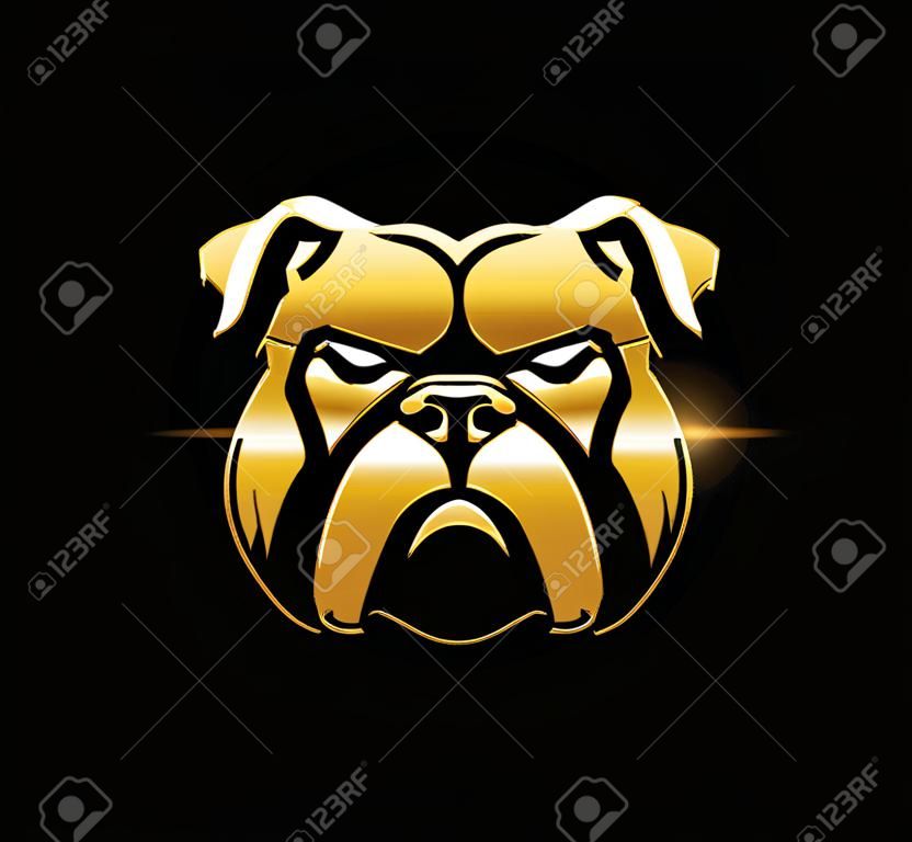 Una ilustración vectorial de Golden Bulldog Logo Sign en fondo negro