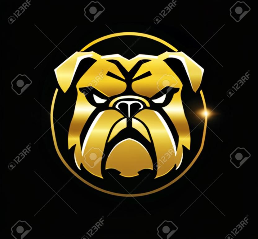 Uma ilustração vetorial de Golden Bulldog Logo Sign em fundo preto