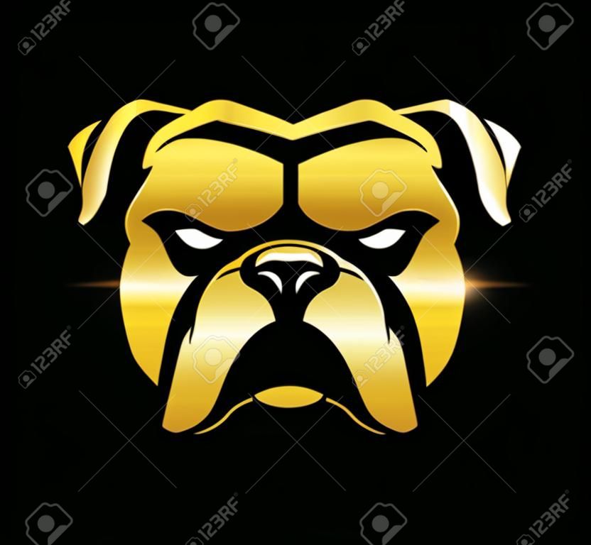 Uma ilustração vetorial de Golden Bulldog Logo Sign em fundo preto