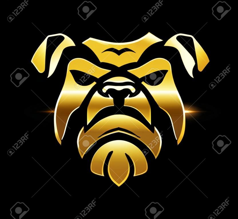 A Vector Illustration of Golden Bulldog Logo Sign in black background
