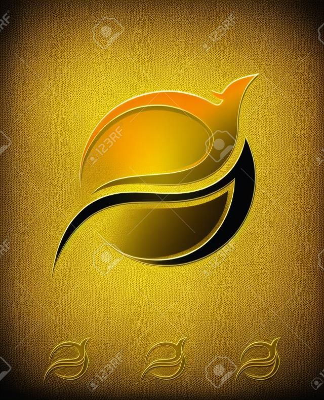 Uma ilustração vetorial de Golden Phoenix Bird Vector Sign em fundo preto com efeito de brilho de ouro