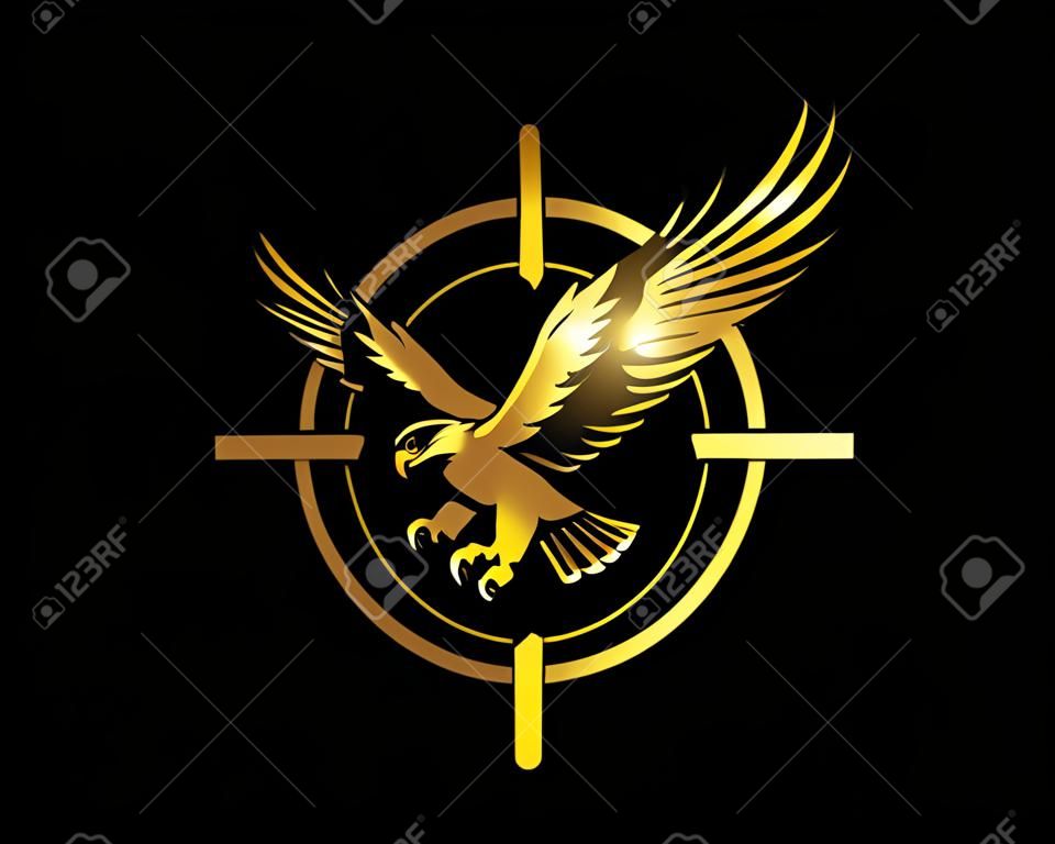 Uma ilustração vetorial de Golden Flying Eagle Logo Sign
