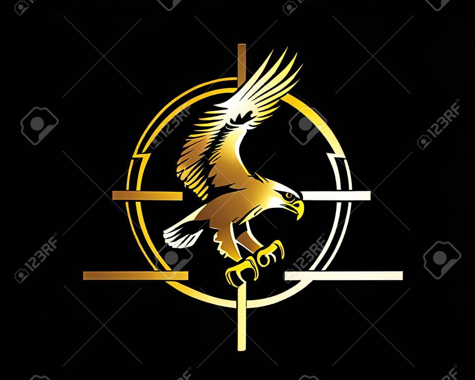 Uma ilustração vetorial de Golden Flying Eagle Logo Sign