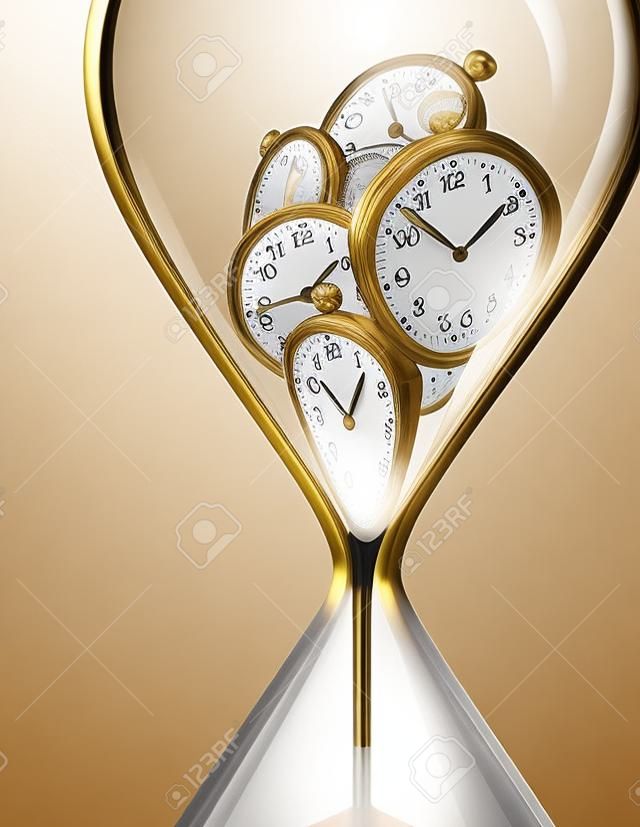 Hourglass time clock with sand