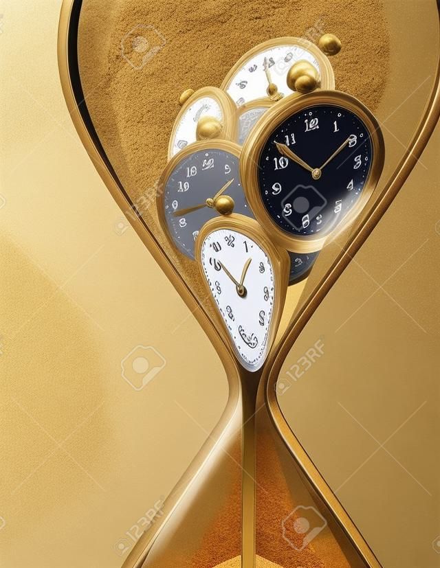 Hourglass time clock with sand