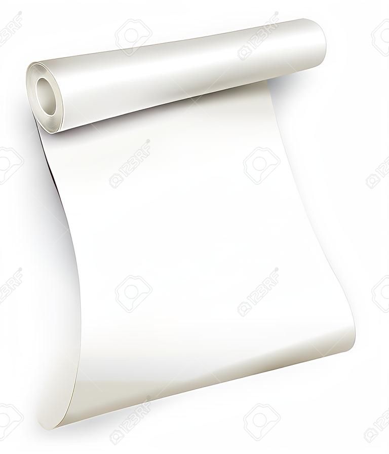 Rotolo di carta su sfondo bianco, rendering 3d