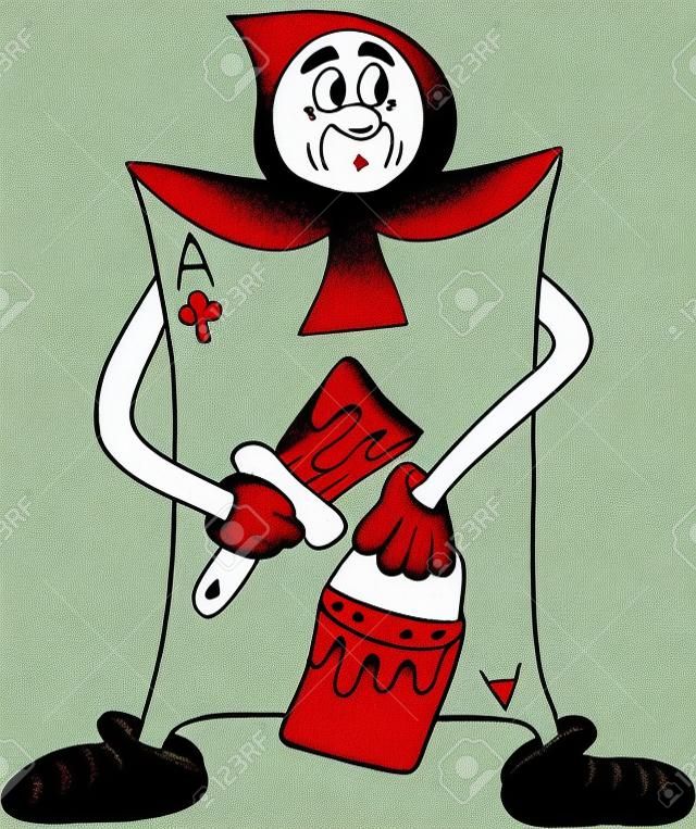 撲克牌用紅漆Clipart-愛麗絲夢遊仙境卡通