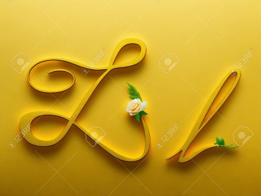 Goldene Buchstaben L mit Rosen