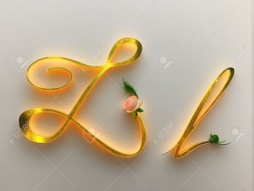 Golden  letter L with roses 