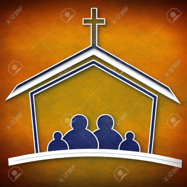 Logotipo da fé da família da igreja