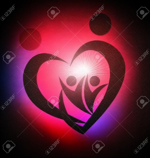 Family union in a heart shape logo 