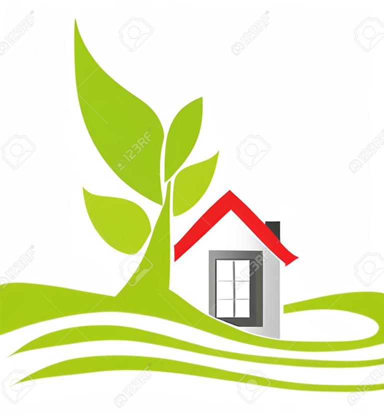 Immobilien Haus mit Baum-Logo