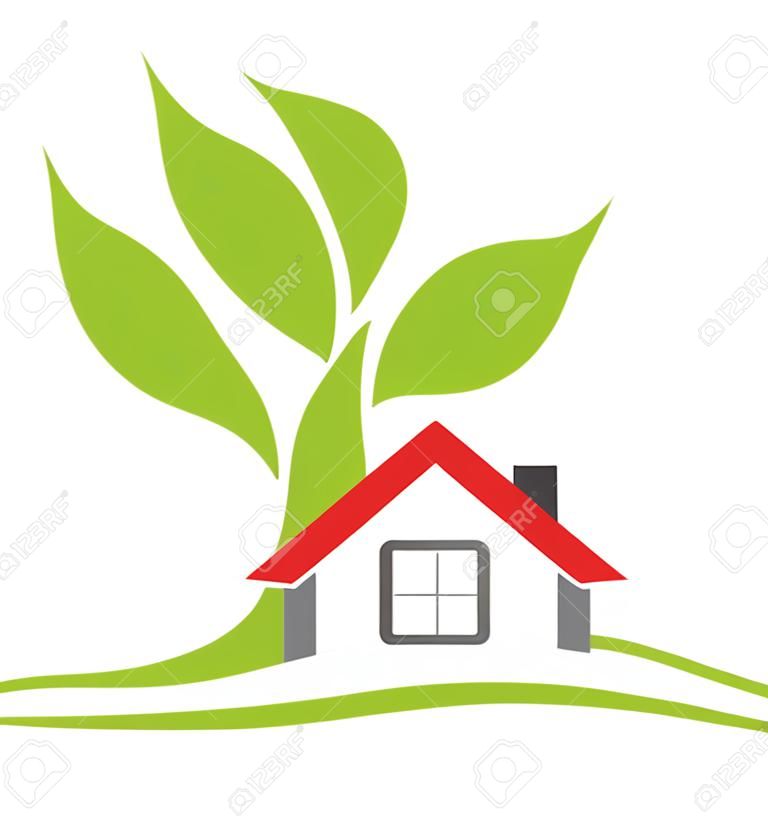 Immobilien Haus mit Baum-Logo