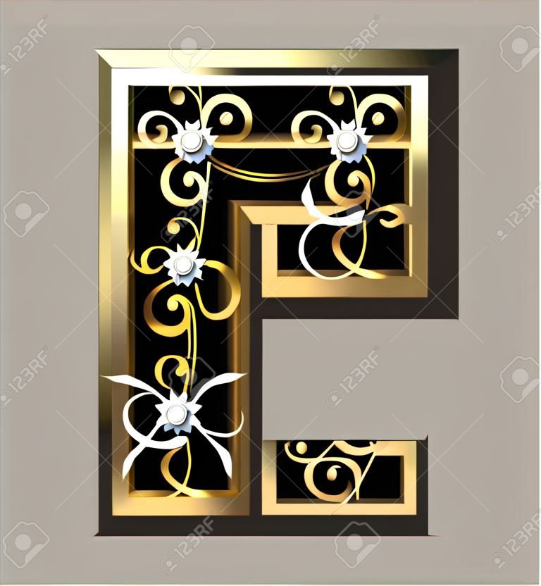 Swirly süsler ile F altın mektup