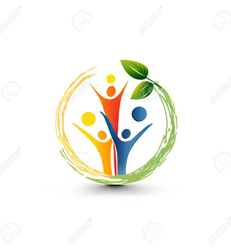 Familia y ecología sistema vector logo
