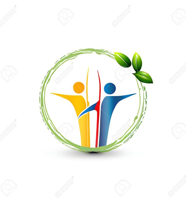 Familia y ecología sistema vector logo