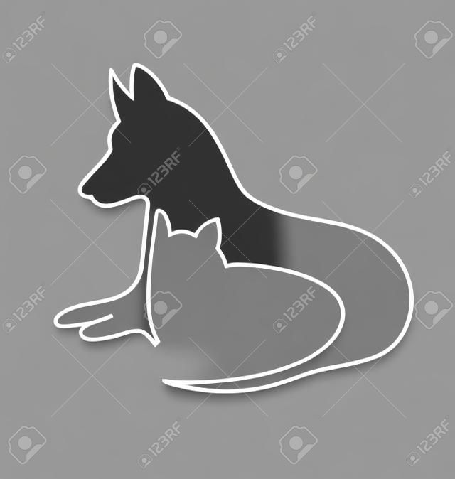 Katze und Hund Silhouetten Design Vektor-Symbol