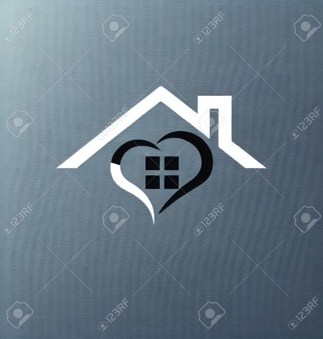 House and stylized heart  vector icon design 