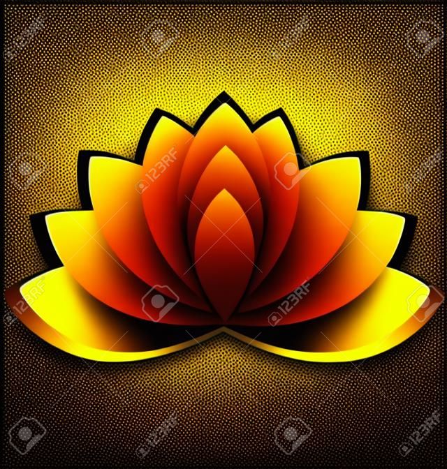 Gold lotus flower with black background vector identity card template