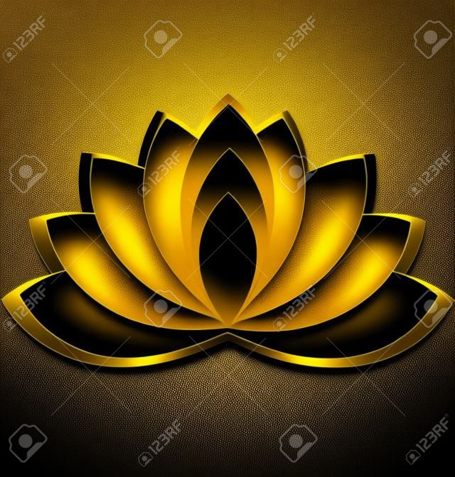 Gold lotus flower with black background vector identity card template