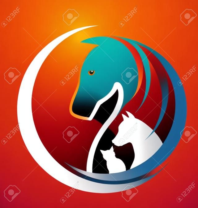 Chat cheval et chien unité symbole vecteur logo