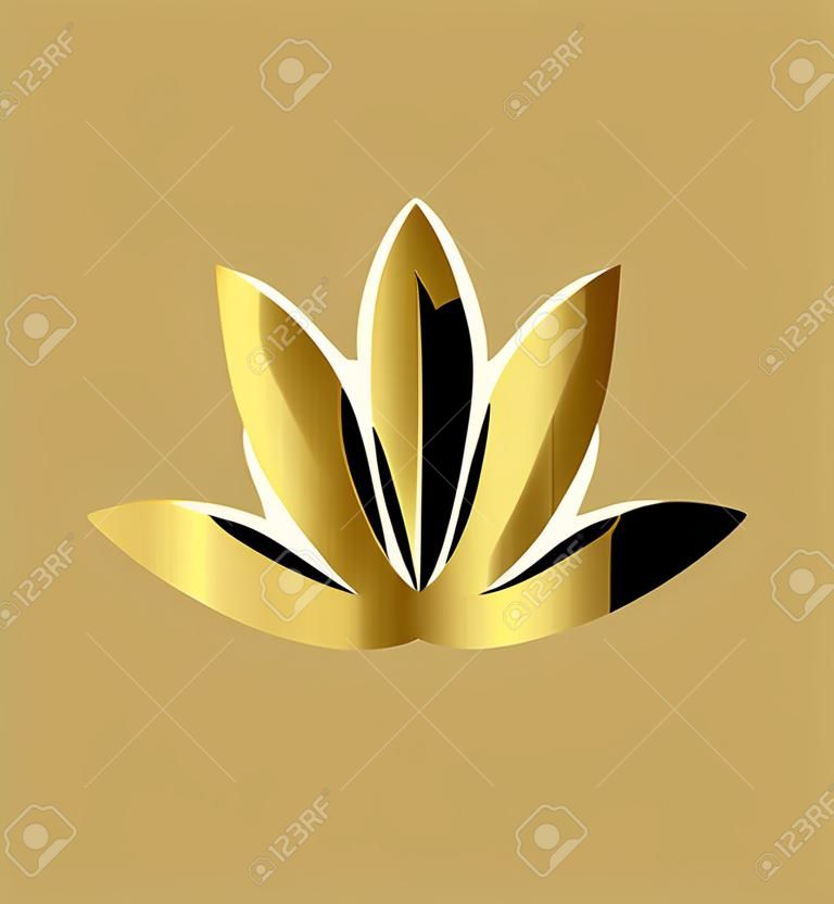 Gold lotus logo vector