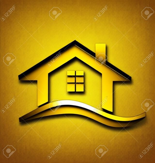 Золото дом дизайн логотипа вектор символ