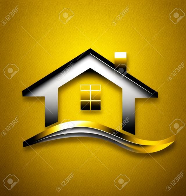 Gold house logo vector symbol design