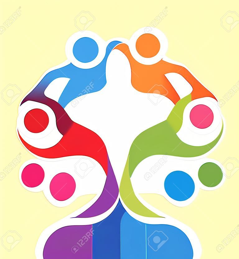 Trabajo en equipo personas que abrazan el concepto de amistad, unión, solidaridad logo vector