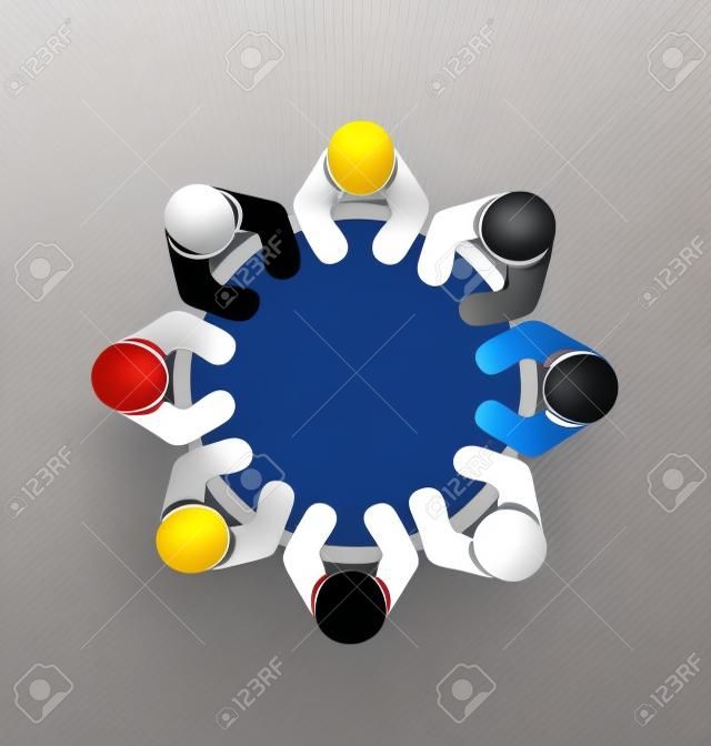 Robotnicy Praca zespołowa i pracowników w spotkaniu logo wektora obrazu