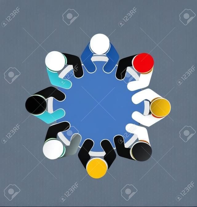 Trabalhadores de trabalho em equipe e funcionários em uma imagem vetorial de logotipo de reunião