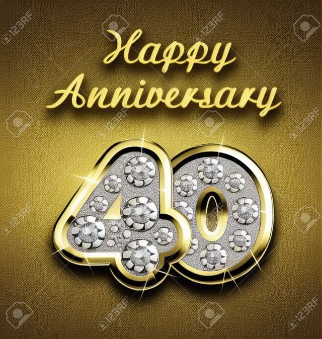 40 Jahre Jubiläum Geburtstag in Gold und Diamanten