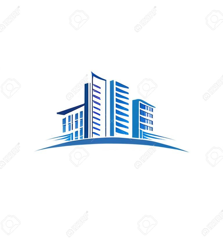 Nowoczesne budynki logo grafika wektorowa