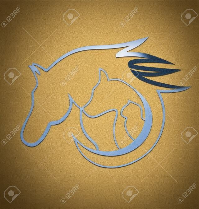 gatto Cavallo e la carta d'identità del cane affari stilizzato logo design