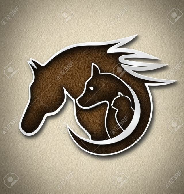 Ló a kutya és macska igazolvány üzleti stilizált logo